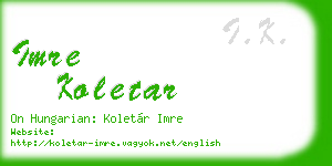 imre koletar business card